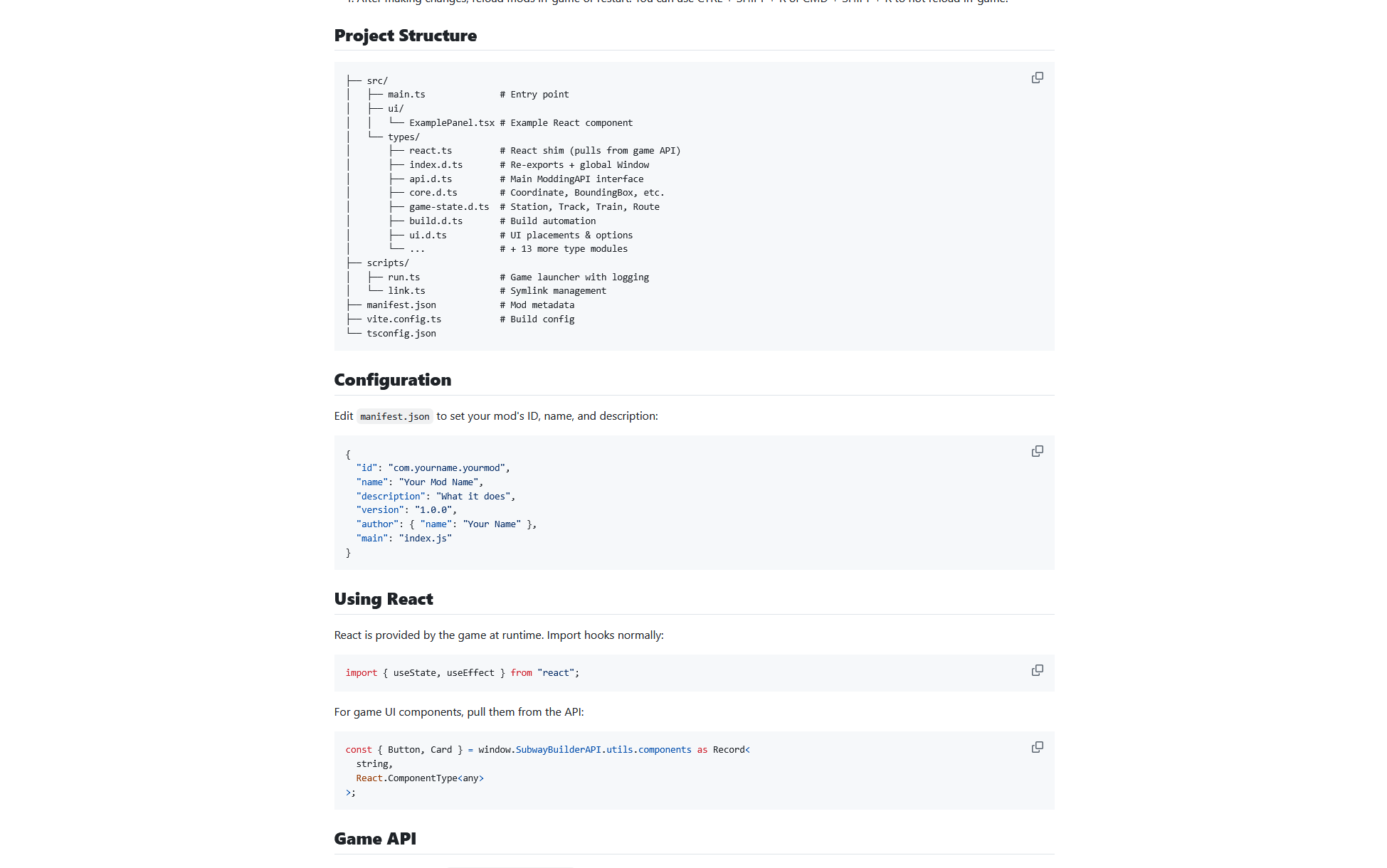 Template Mod documentation preview